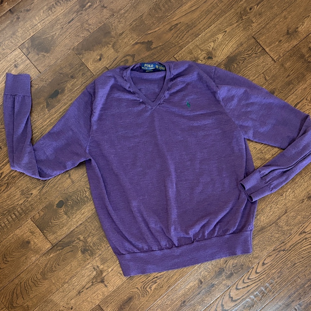 Polo by Ralph Lauren Purple V-Neck Pullover Sweater